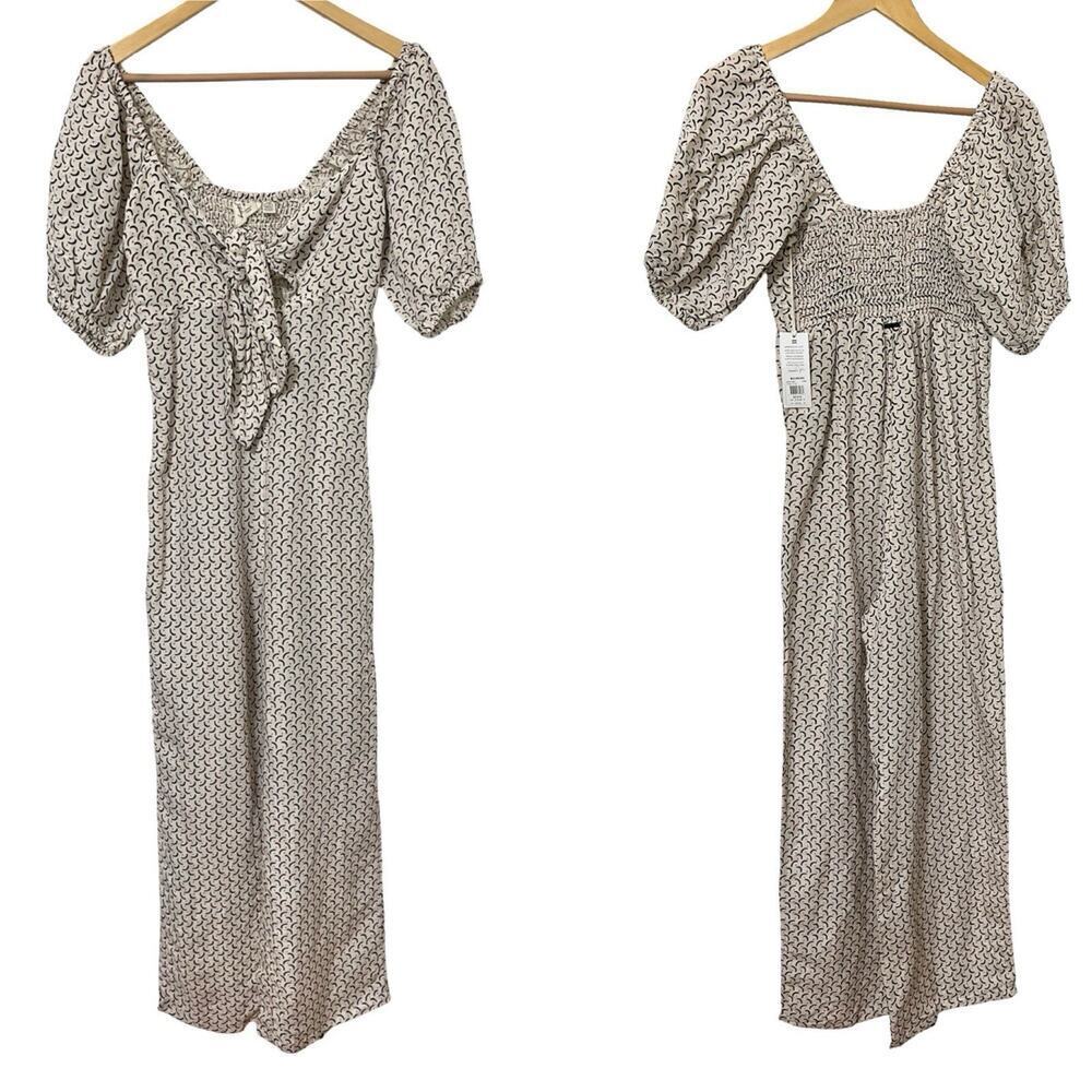 Billabong x Sincerely‎ Jules Shout It Up Linen Jumpsuit Size M Tie Front Beachy
